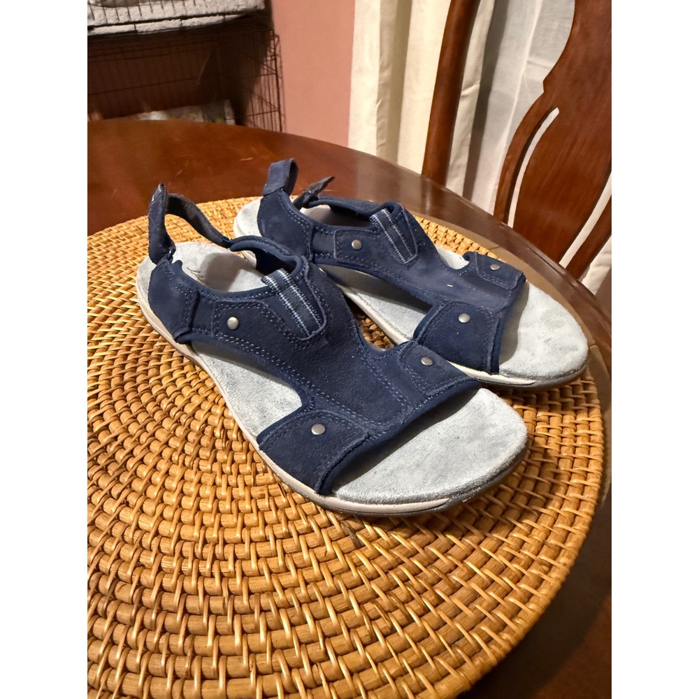 Easy Spirit Sunshine Navy Blue Suede Sport Sandals Studded Slingback Womens 7.5M